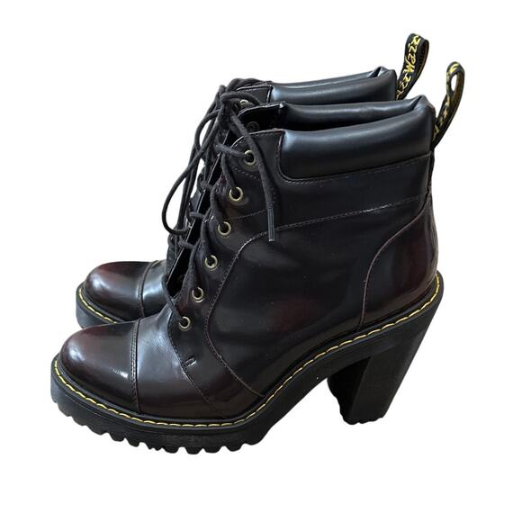 Dr. Martens Averil Women's Leather Heeled Ankle Boots Size 8 Burgundy - Picture 3 of 9